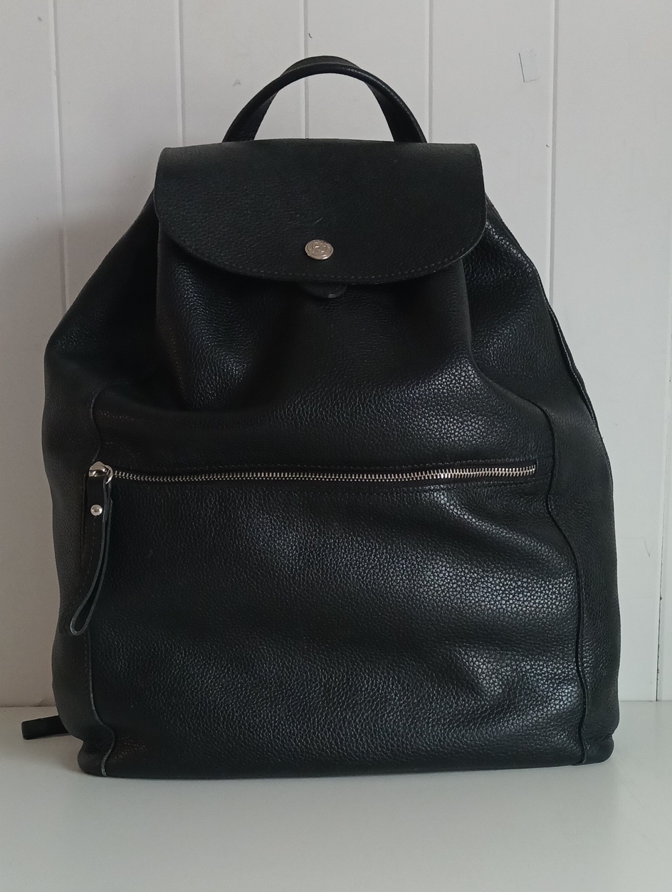 Longchamp Blk Leather Backpack La
